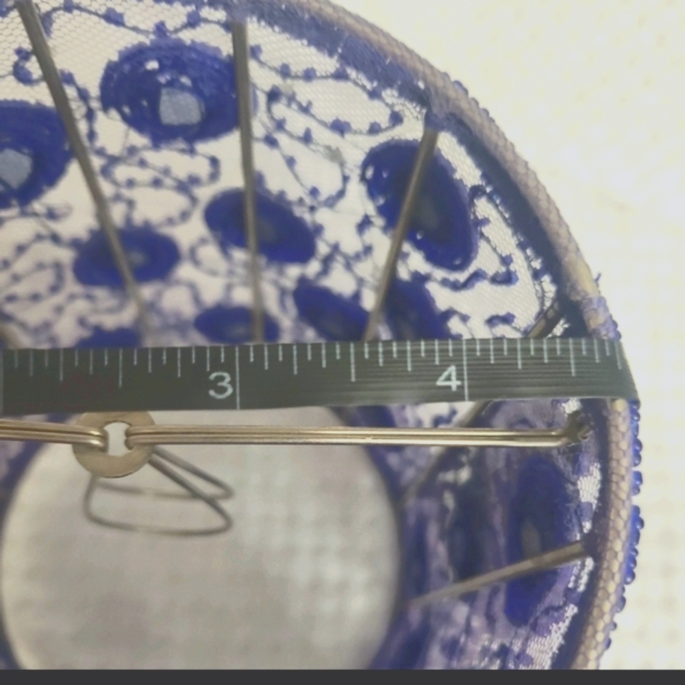 Purple Lamp Shade, Beaded Metal Frame,Tiny Mirrors Shabby Chic Feminine 6" X 5" - Picture 8 of 8